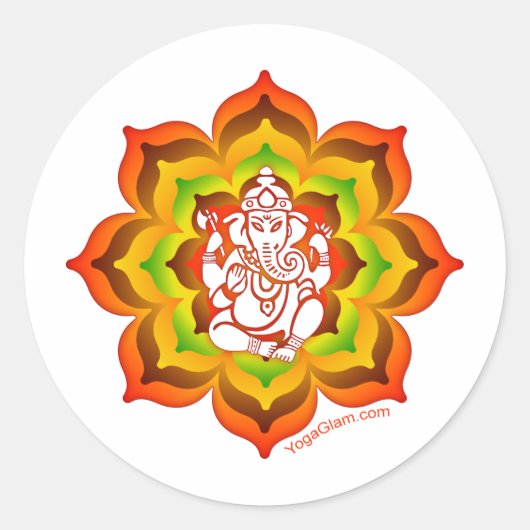 Sticker Rond Ganesh à Lotus (Devant)
