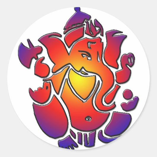 Sticker Rond Ganesh aux couleurs (Devant)