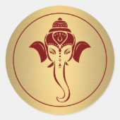 Sticker Rond Ganesh | Dieu Indien Mariage Hindou Marron (Devant)