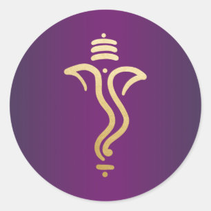 Sticker Rond Ganesh festif or Purpal Gold/ Dieu indien