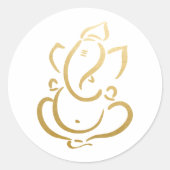 Sticker Rond Ganesh | Ganapati | Dieu indien | Or Faux (Devant)