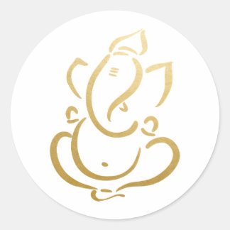 Sticker Rond Ganesh | Ganapati | Dieu indien | Or Faux