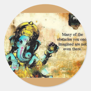 Sticker Rond Ganesh Ganesha Hindu India Asian Elephant Deity