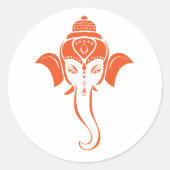 Sticker Rond Ganesha festif hindou orange | Dieu indien (Devant)