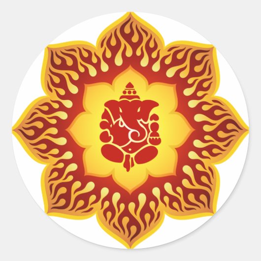 Sticker Rond Ganesha Lotus Design (Devant)