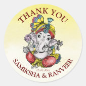 Sticker Rond Ganesha mariage indien faveur merci (Devant)