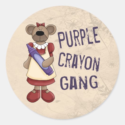 Sticker Rond Gang Crayon pourpre (Devant)