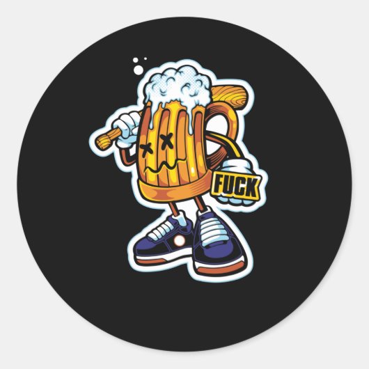 Sticker Rond Gangsta Beer (Devant)