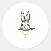 Sticker Rond Gangsta Bunny Rabbit Bitcoin TShirt Crypto pièce M (Devant)