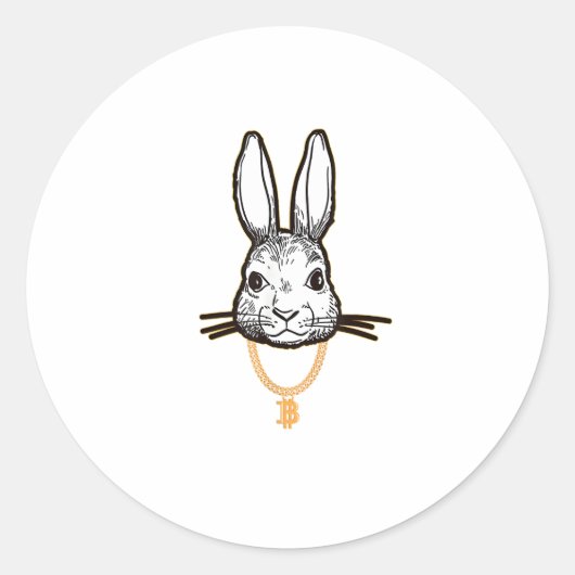 Sticker Rond Gangsta Bunny Rabbit Bitcoin TShirt Crypto pièce M (Devant)