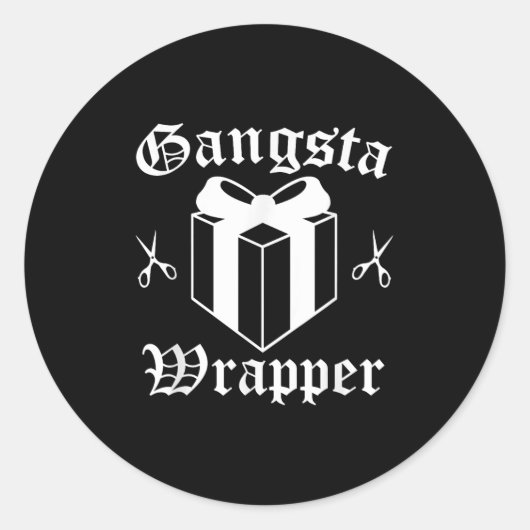 Sticker Rond Gangsta Wrapper Noël (Devant)