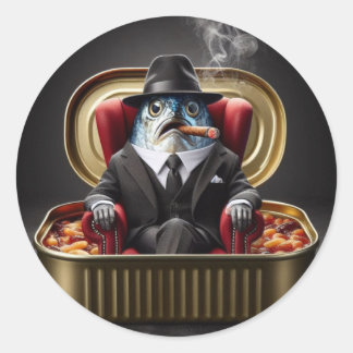 Sticker Rond  Gangster Sardine Don Fish Mobster Godfather Mood