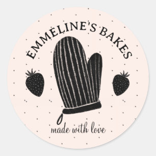 Sticker Rond Gant de four illustré Baker Cook Illustrated fait