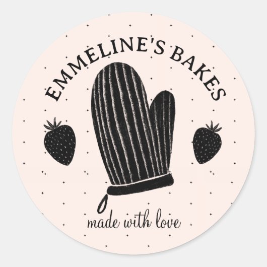 Sticker Rond Gant de four illustré Baker Cook Made With Love (Devant)