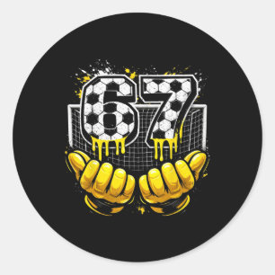 Sticker Rond Gant de gardiens de but Drip Numéro de football 67