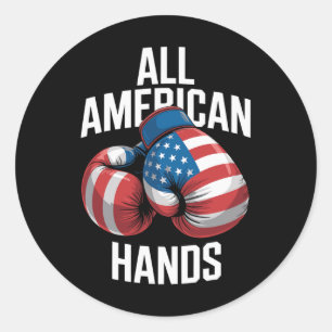 Sticker Rond Gants de boxe All American Hands Patriotique Drape
