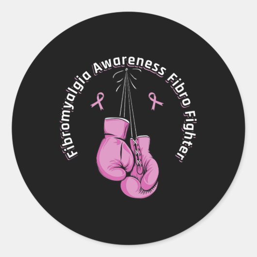 Sticker Rond Gants de boxe de sensibilisation Fibro chasseur (Devant)