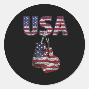 Sticker Rond Gants De Boxe Drapeau Américain Tee Pour Femmes En