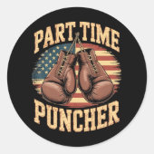 Sticker Rond Gants de boxe Part Time Puncher (Devant)