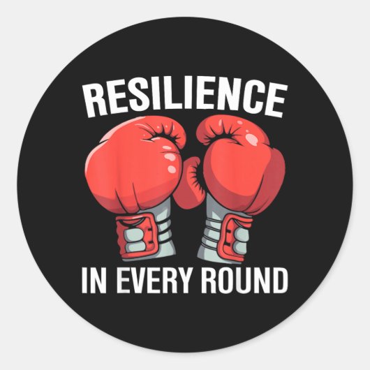 Sticker Rond Gants de boxe résilients à chaque round (Devant)