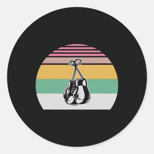 Sticker Rond Gants de boxe rétro Sunset Design 2 (Devant)