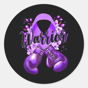 Sticker Rond Gants de boxe Warrior Ruban Violet Lupus