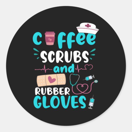 Sticker Rond Gants En Caoutchouc Scrubs Rn Infirmière Infirmièr (Devant)