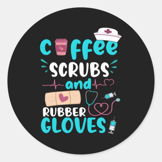 Sticker Rond Gants En Caoutchouc Scrubs Rn Infirmière Infirmièr (Devant)