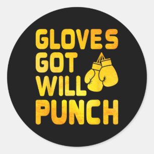 Sticker Rond Gants Seront Punch Boxer Sports Force Gym À