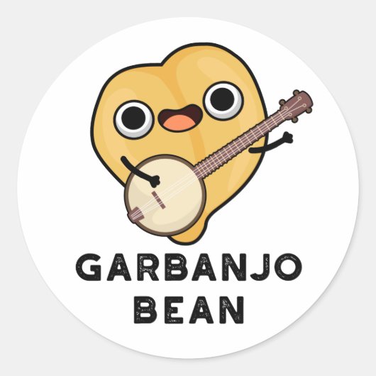 Sticker Rond Gar banjo Bean Funny Garbanzo Banjo Pun (Devant)
