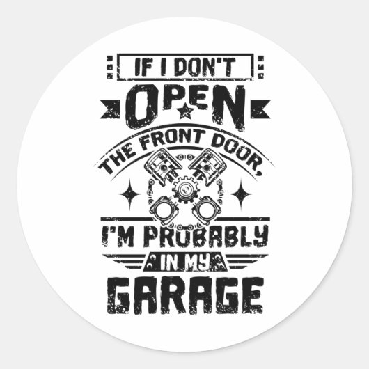 Sticker Rond Garage mécanique (Devant)