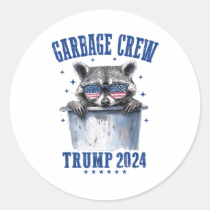 Sticker Rond Garbage Crew Trump 2024 Président 47 Trump 2024 Me