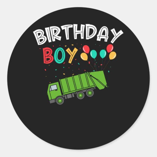 Sticker Rond Garbage Truck Anniversaire de enfant Garys Recycla (Devant)