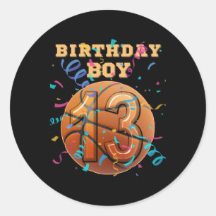 Sticker Rond Garçon 13 ans Adolescent de 13 ans Joueurs de bask