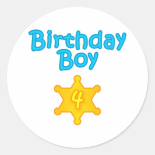 Sticker Rond Garçon 4 d'anniversaire de shérif