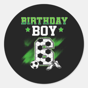 Sticker Rond Garçon 6 ans Anniversaire 6 ans Football 6 ans Spo