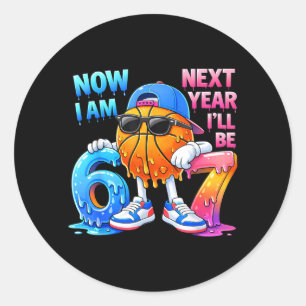 Sticker Rond Garçon 6 ans anniversaire Baseball Crème glacée Dr