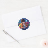 Sticker Rond Garçon Anime jouant à un jeu vidéo (Enveloppe)