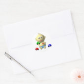 STICKER ROND GARÇON BÉBÉ AVEC 3 VOITURES DE JOUETS (Enveloppe)