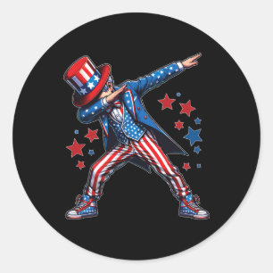 Sticker Rond Garçon Dabbing Patriotique 4 juillet Enfants