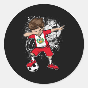 Sticker Rond Garçon Dabbing Pérou Maillot de Foot Équipe Péruvi