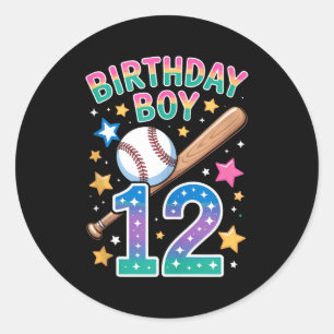 Sticker Rond Garçon d'anniversaire 12e anniversaire débardeur d