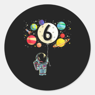 Sticker Rond garçon d'anniversaire de 6 ans astronaute 6ème ann