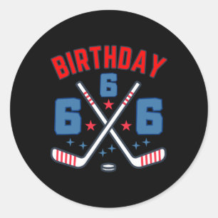 Sticker Rond Garçon d'anniversaire de hockey sur glace Six 6ème