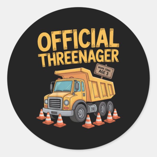 Sticker Rond Garçon d'anniversaire Trois Ans Ternaire Const (Devant)