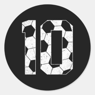 Sticker Rond Garçon de 10 ans joueur de football pour son 10ème