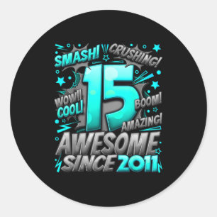 Sticker Rond Garçon de 15 ans pour les garçons 15e anniversaire