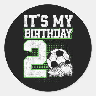 Sticker Rond Garçon de 2 ans footballeur C'est mon 2ème anniver