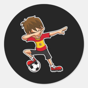 Sticker Rond Garçon de football Dabbing Espagne Maillot, Enfant