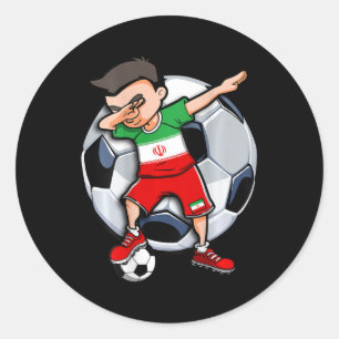 Sticker Rond Garçon de football Dabbing Iran Veste Fans Iranien